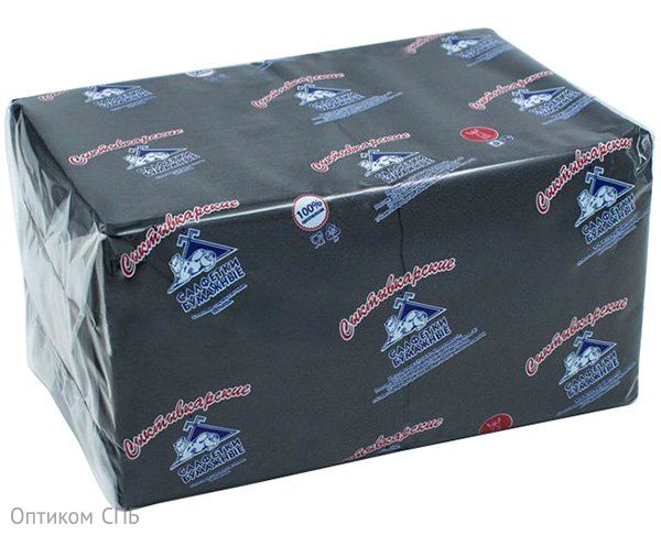 Салфетки бумажные, 24х24 см, 1-слойные, черные, 400 листов, 12 пачек в ...